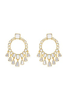 Gold Finish Mirror Dangler Earrings