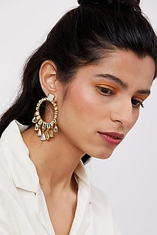 Gold Finish Mirror Dangler Earrings