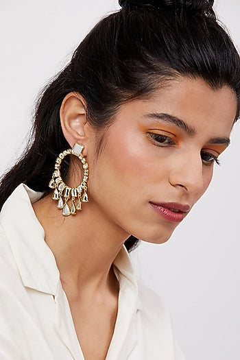 Gold Finish Mirror Dangler Earrings