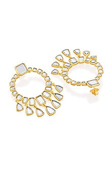 Gold Finish Mirror Dangler Earrings