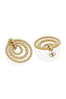 Gold Finish Cubic Zirconia Concentric Hoop Earrings
