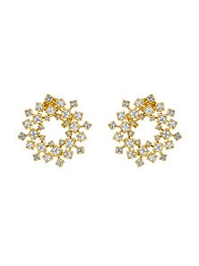 Gold Finish Cubic Zirconia Stud Earrings