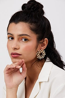 Gold Finish Cubic Zirconia Stud Earrings