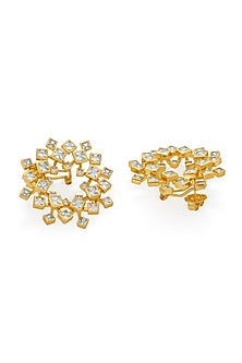 Gold Finish Cubic Zirconia Stud Earrings