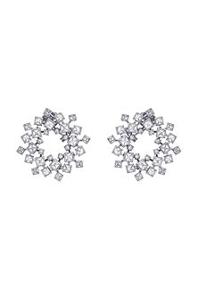 White Finish Cubic Zirconia Stud Earrings