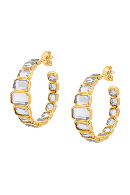 Gold Finish Mirror Hoop Earrings