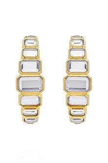 Gold Finish Mirror Hoop Earrings