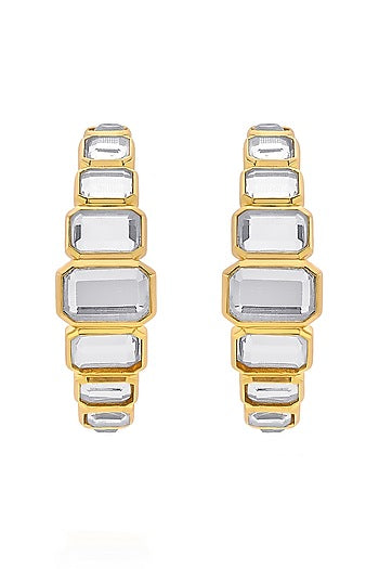 Gold Finish Mirror Hoop Earrings