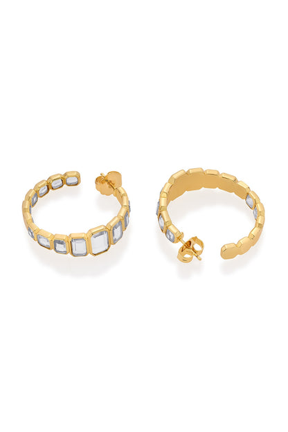 Gold Finish Mirror Hoop Earrings