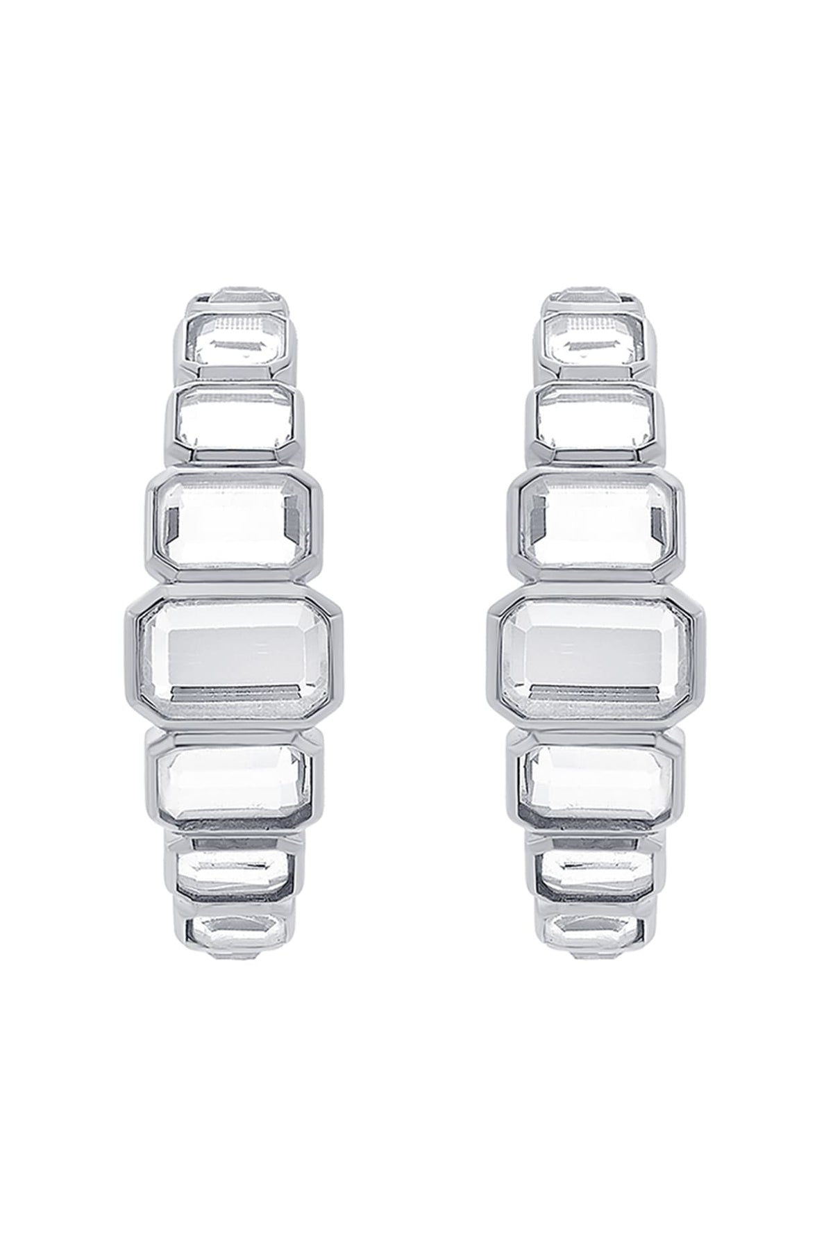 White Finish Mirror Hoop Earrings