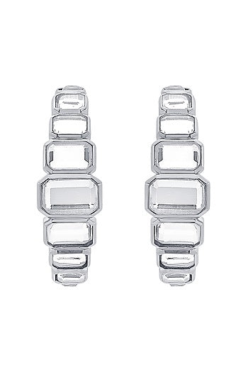 White Finish Mirror Hoop Earrings
