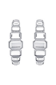 White Finish Mirror Hoop Earrings
