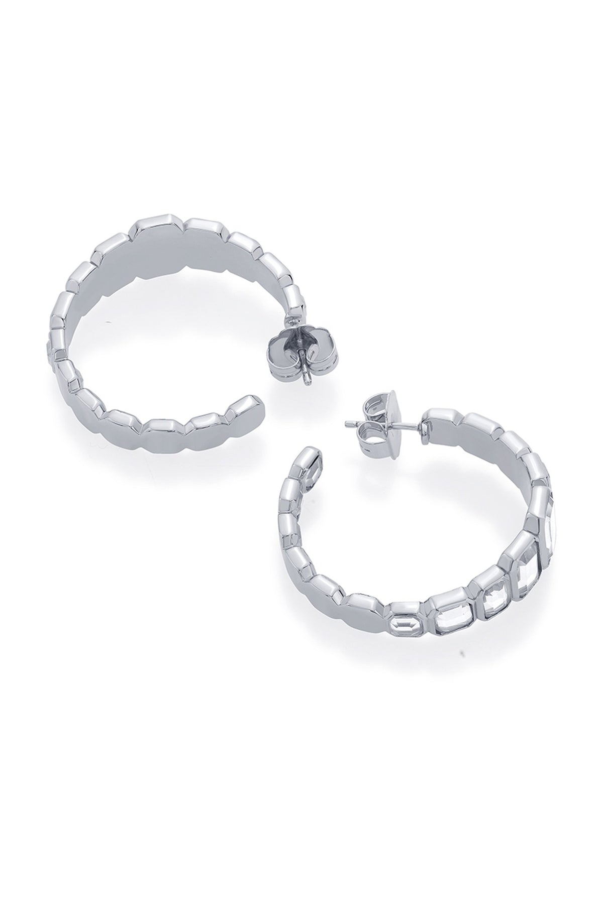 White Finish Mirror Hoop Earrings