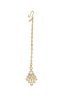 Gold Finish Cubic Zirconia & Mirror Maang Tikka