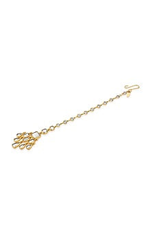 Gold Finish Cubic Zirconia & Mirror Maang Tikka