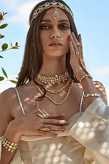 Gold Finish Mirror Short Necklace