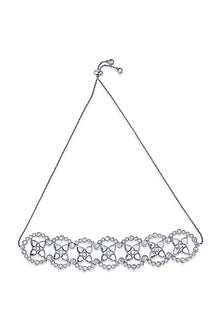 White Finish Mirror & CZ Choker Necklace