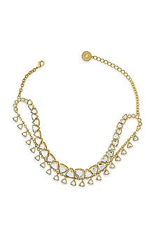 Gold Finish Mirror Layered Choker Necklace