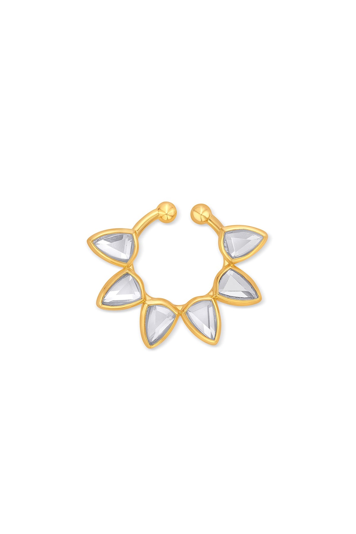 Gold Finish Floral Nose Pin