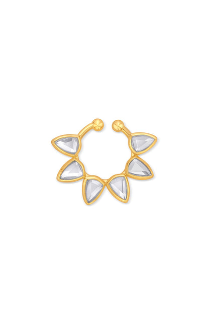 Gold Finish Floral Nose Pin