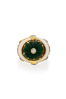 Gold Finish Hydro Emerald Statement Ring