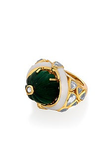 Gold Finish Hydro Emerald Statement Ring
