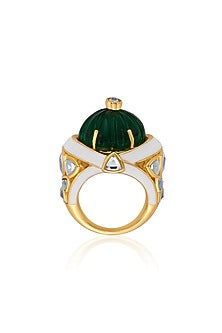 Gold Finish Hydro Emerald Statement Ring