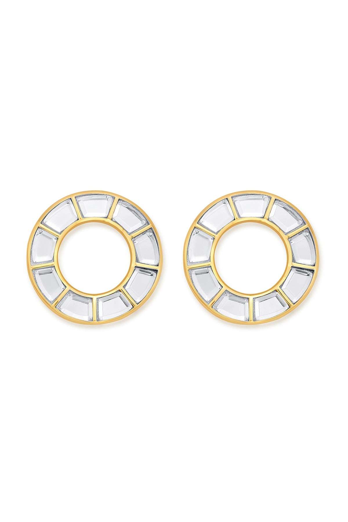 Gold Finish Eternity Stud Earrings