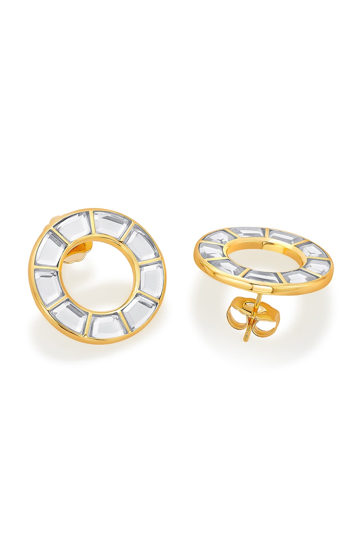 Gold Finish Eternity Stud Earrings