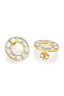 Gold Finish Eternity Stud Earrings