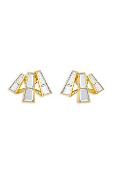 Gold Finish Hand-Cut Polki Mirror Earrings