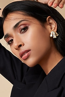 Gold Finish Hand-Cut Polki Mirror Earrings
