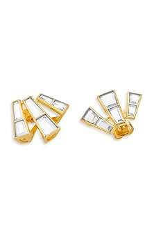 Gold Finish Hand-Cut Polki Mirror Earrings