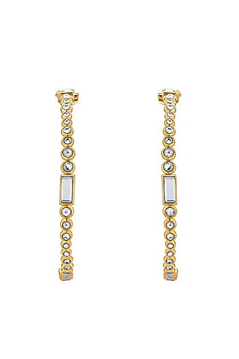 Gold Finish Swarovski Hoop Earrings