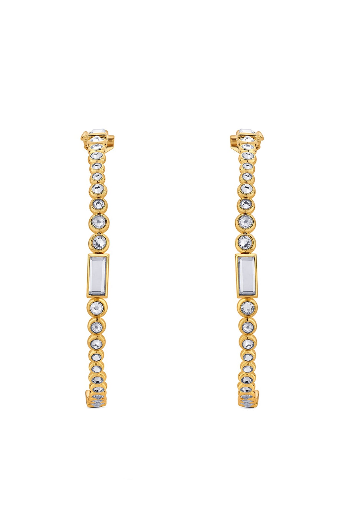 Gold Finish Swarovski Hoop Earrings