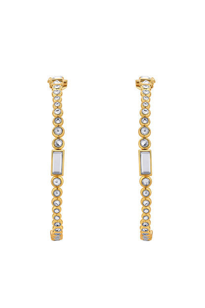 Gold Finish Swarovski Hoop Earrings