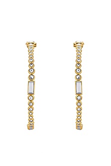 Gold Finish Swarovski Hoop Earrings