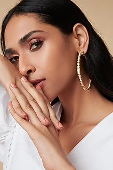 Gold Finish Swarovski Hoop Earrings