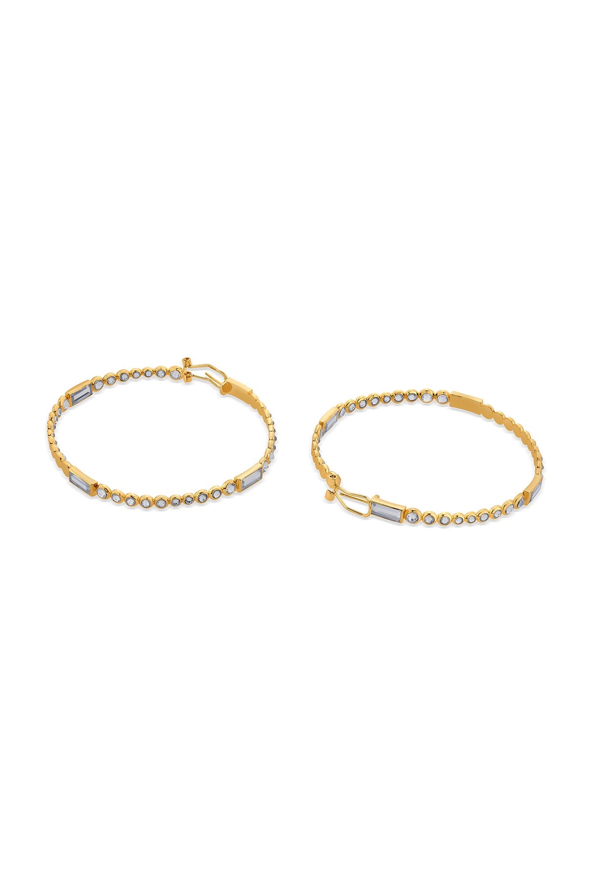 Gold Finish Swarovski Hoop Earrings