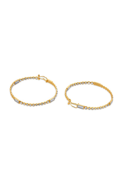 Gold Finish Swarovski Hoop Earrings