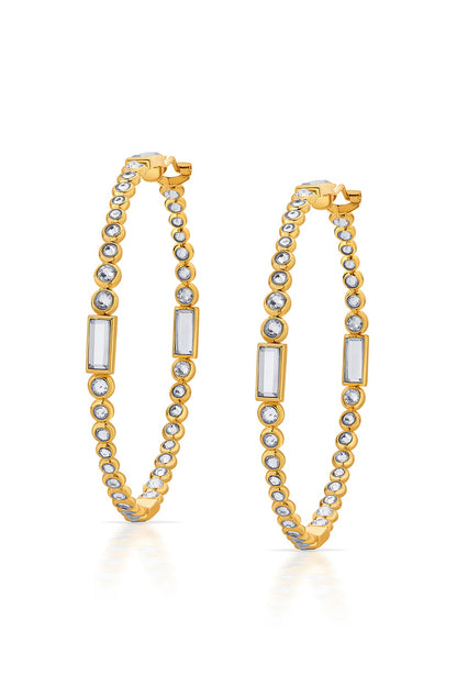 Gold Finish Swarovski Hoop Earrings