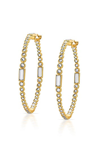 Gold Finish Swarovski Hoop Earrings