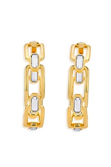 Gold Finish Elongated Hoop Earrings