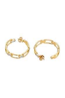 Gold Finish Elongated Hoop Earrings