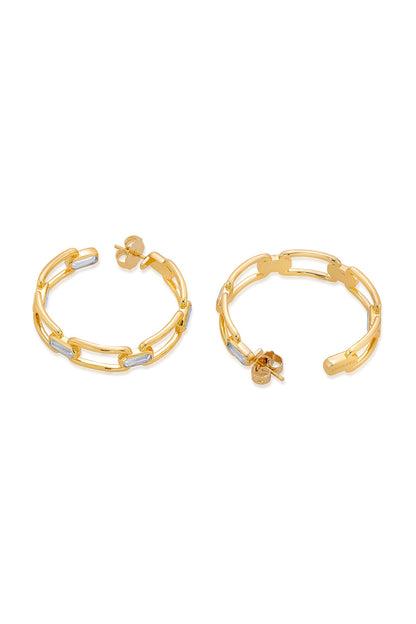 Gold Finish Elongated Hoop Earrings