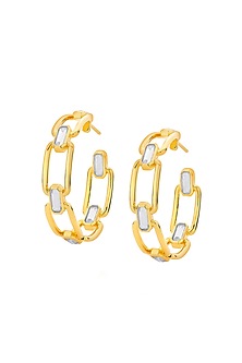 Gold Finish Elongated Hoop Earrings