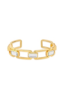 Gold Finish Hand-Cut Polki Mirror Cuff