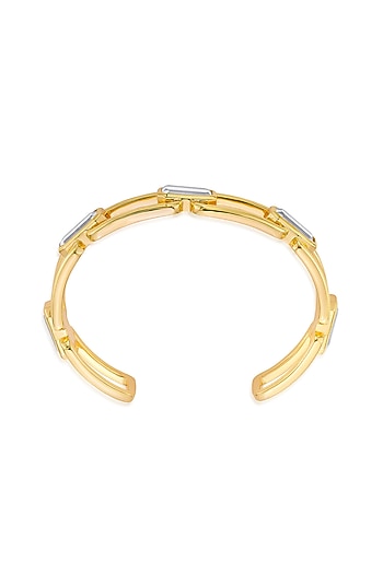 Gold Finish Hand-Cut Polki Mirror Cuff