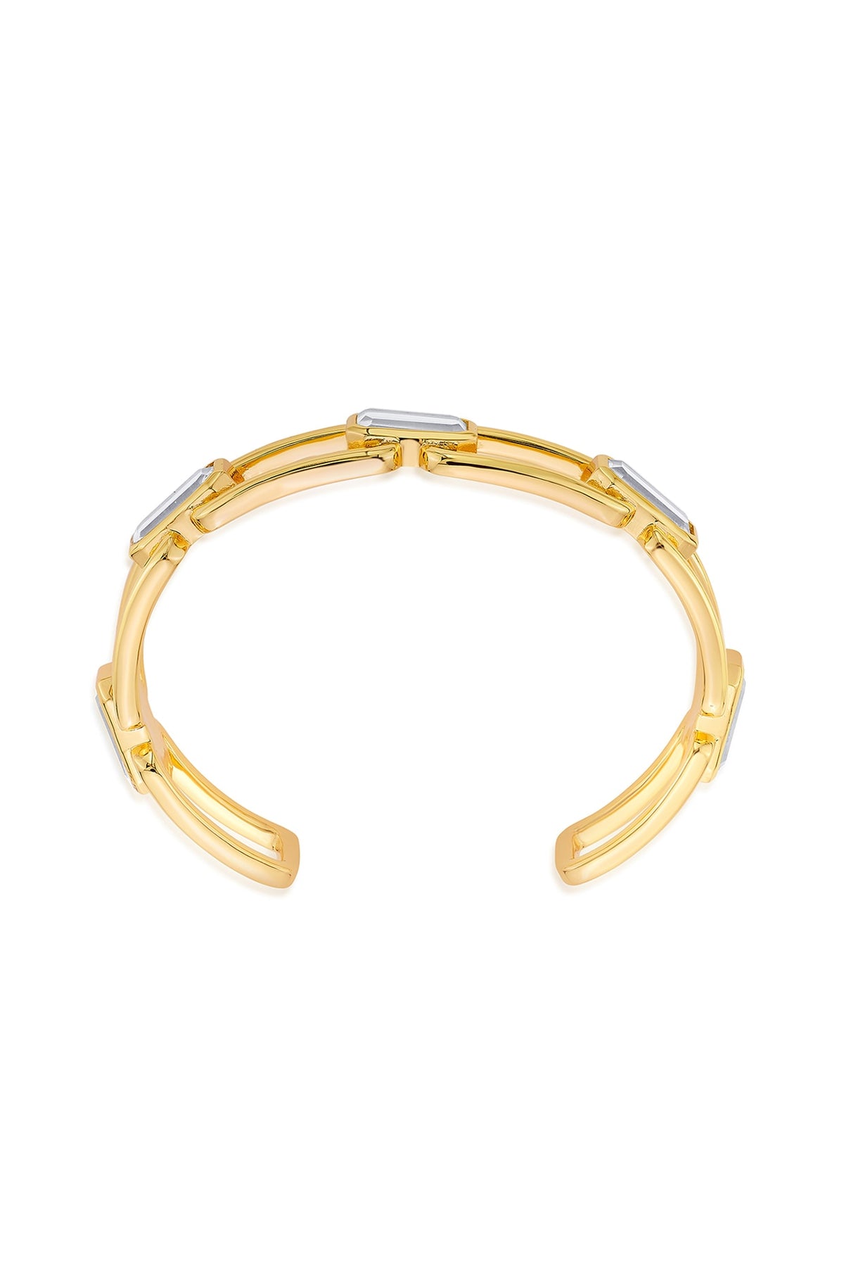 Gold Finish Hand-Cut Polki Mirror Cuff