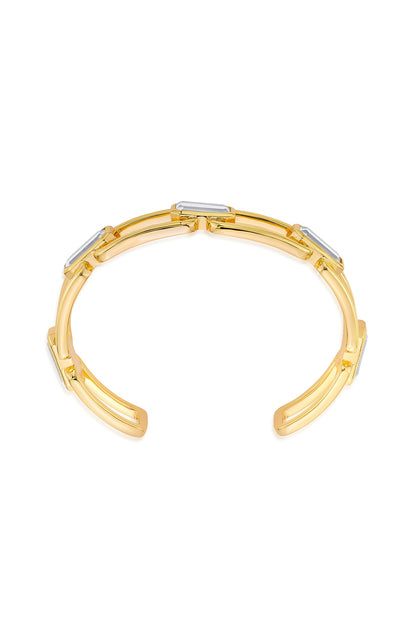 Gold Finish Hand-Cut Polki Mirror Cuff